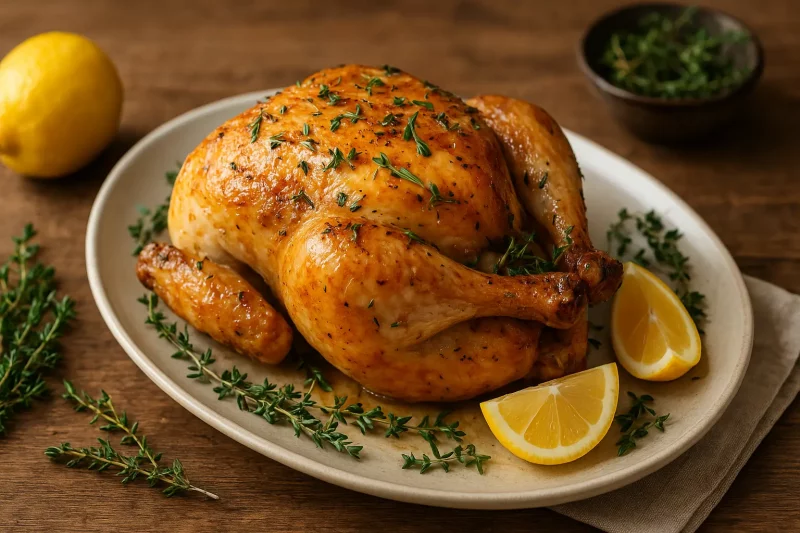 Recette de Poulet roti thym et citron